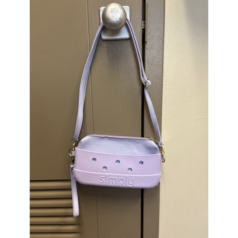 Simply Southern Flamingo Lilac Logo Rubber Crossbody Wristlet Bag Purse - Picture 8 of 12